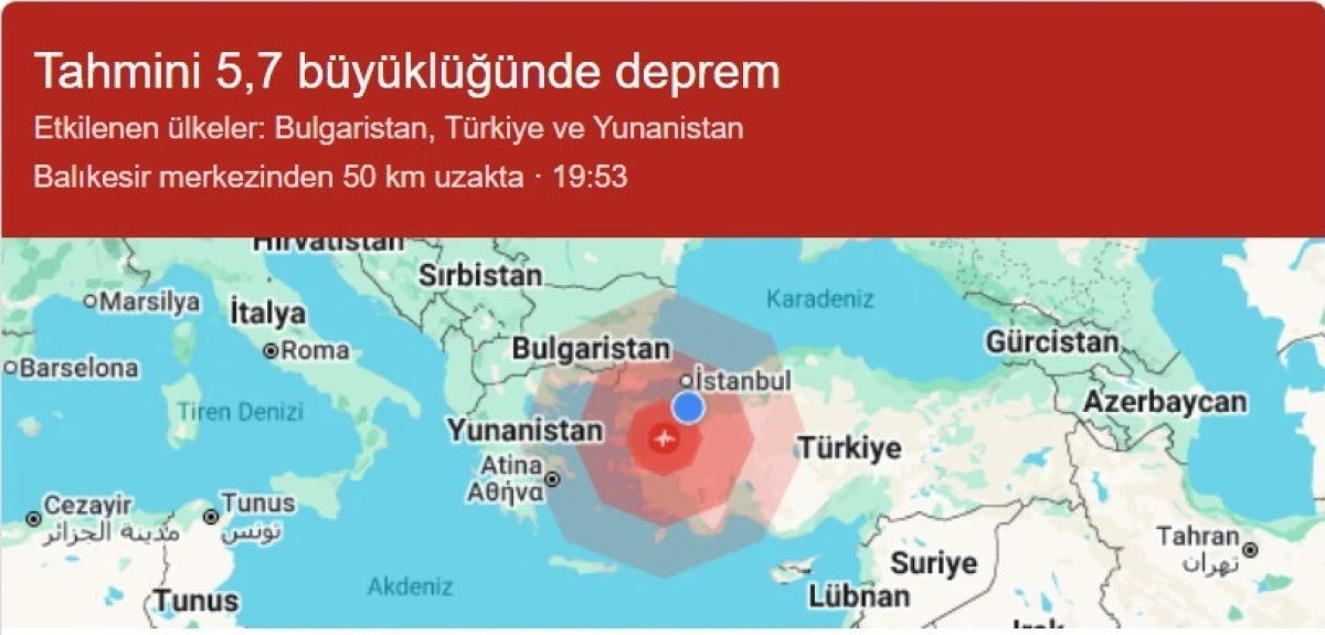 Bursa ve Çevresinde Korkutan Deprem! 5,7 Büyüklüğünde Sarsıntı