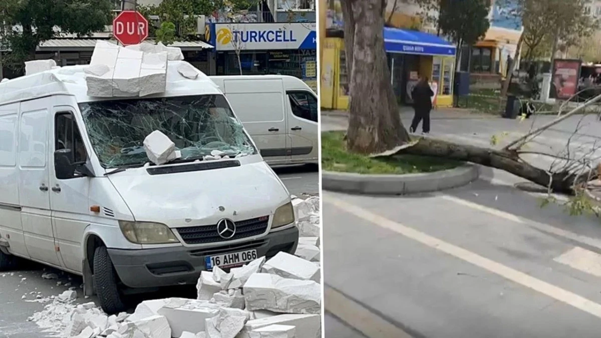 Bursa'da kuvvetli rüzgar, hayatı olumsuz etkiledi.