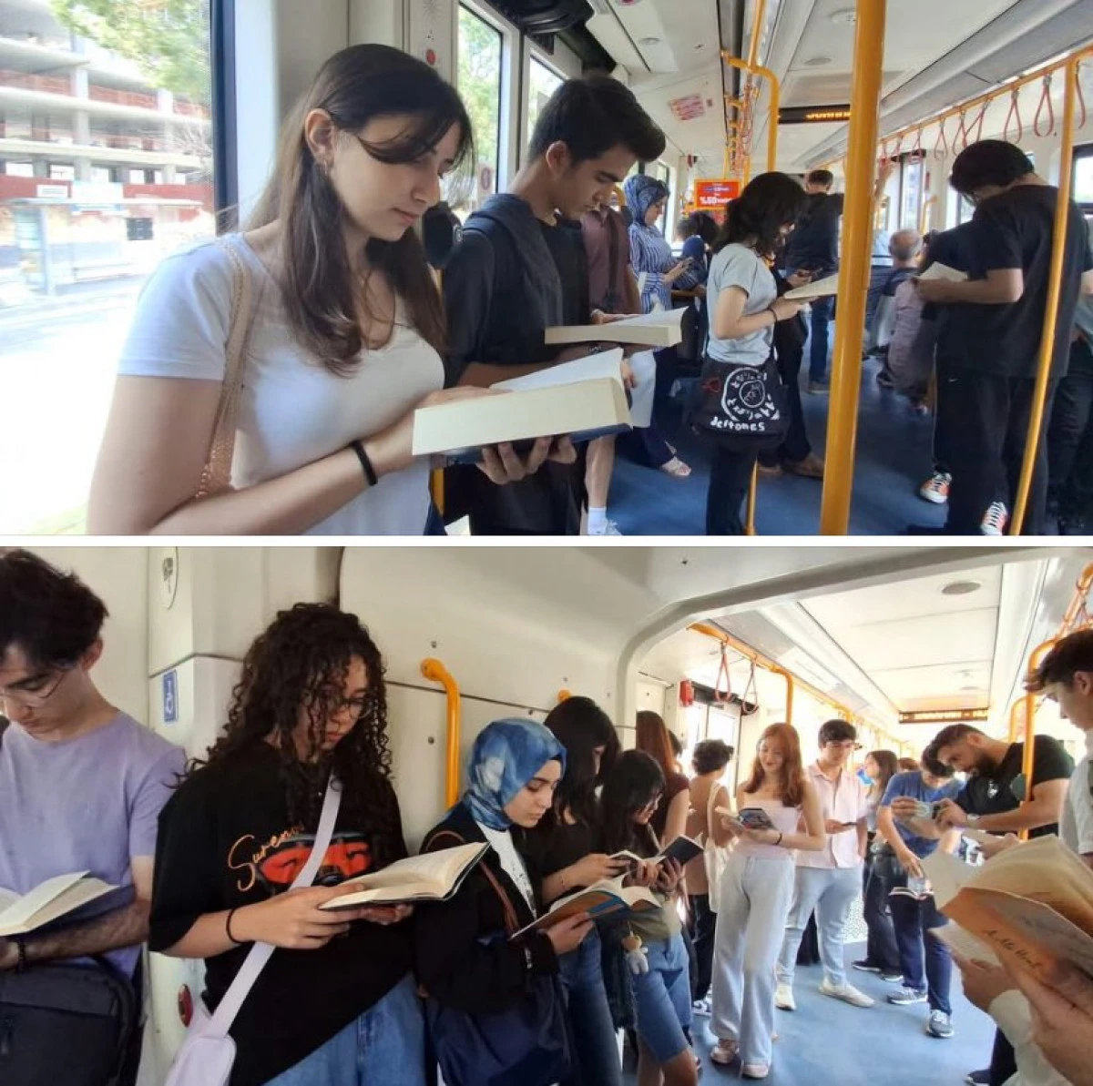 Bursa’da Lise Öğrencilerinden Metroda Kitap Okuma Etkinliği