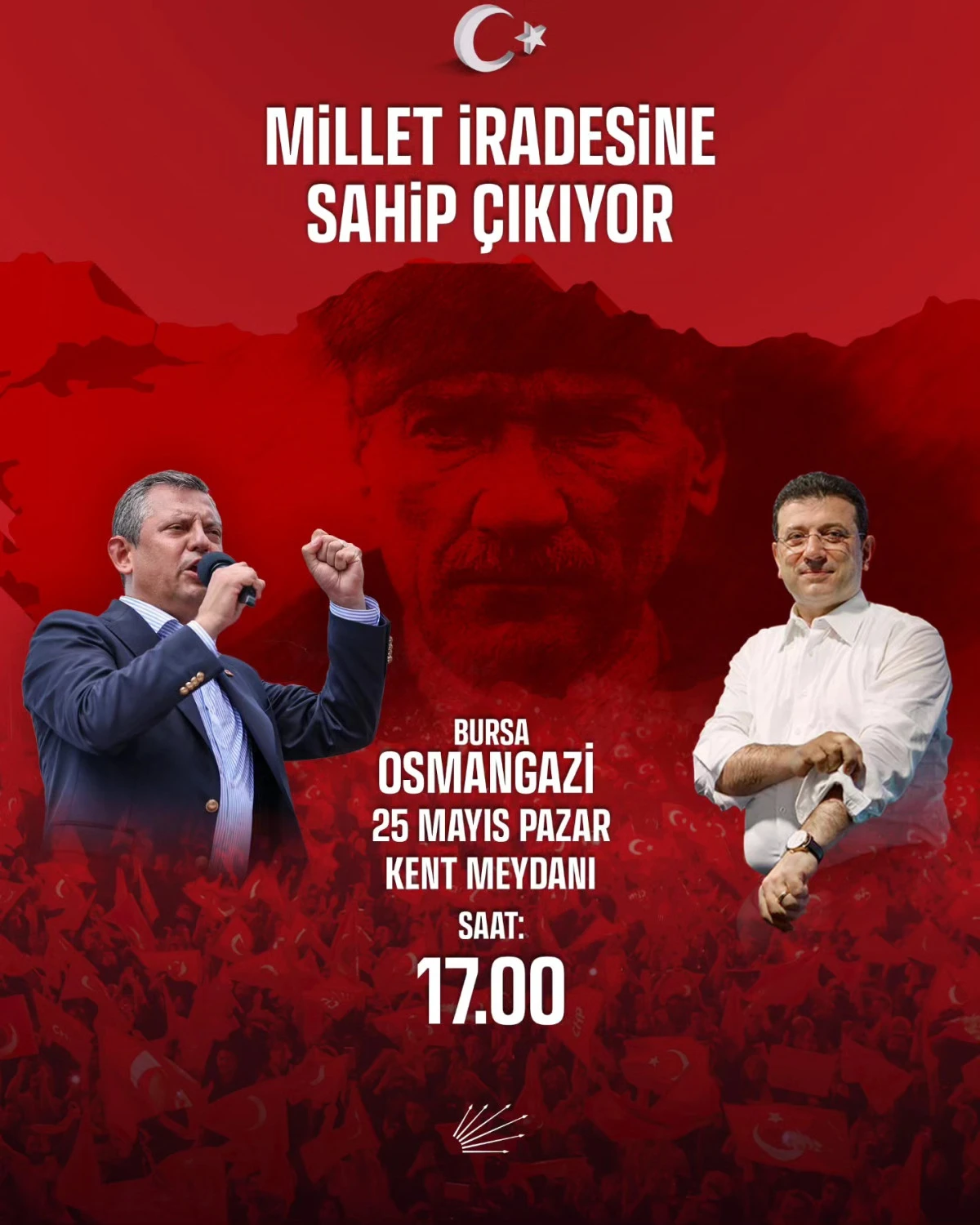 CHP Genel Başkanı Özgür Özel 25 Mayıs Pazar günü Bursa’da