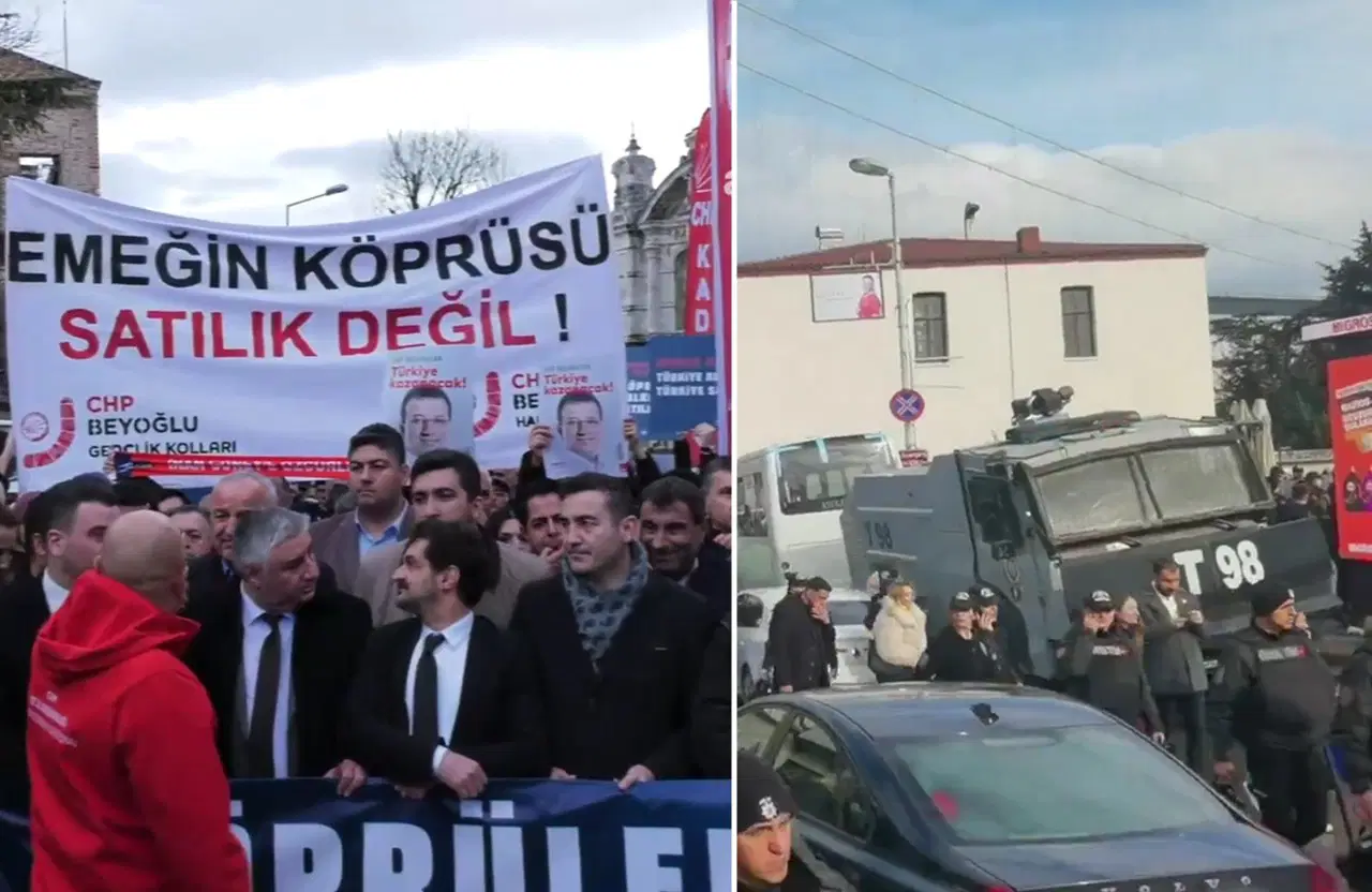 CHP'den k&ouml;pr&uuml;lerin &ouml;zelleştirilmesine karşı Beşiktaş'ta polis ablukası altında eylem!