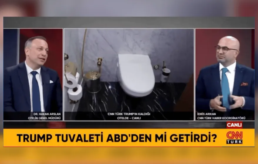CNNT&uuml;rk'ten habercilik &ouml;rneği:Trump'ın oturduğu klozetten canlı yayın yaptılar