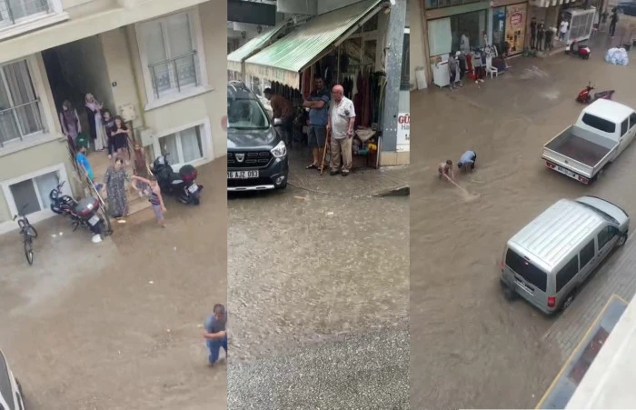 Kestel'de aniden bastıran sağanak yağış, hayatı olumsuz etkiledi.