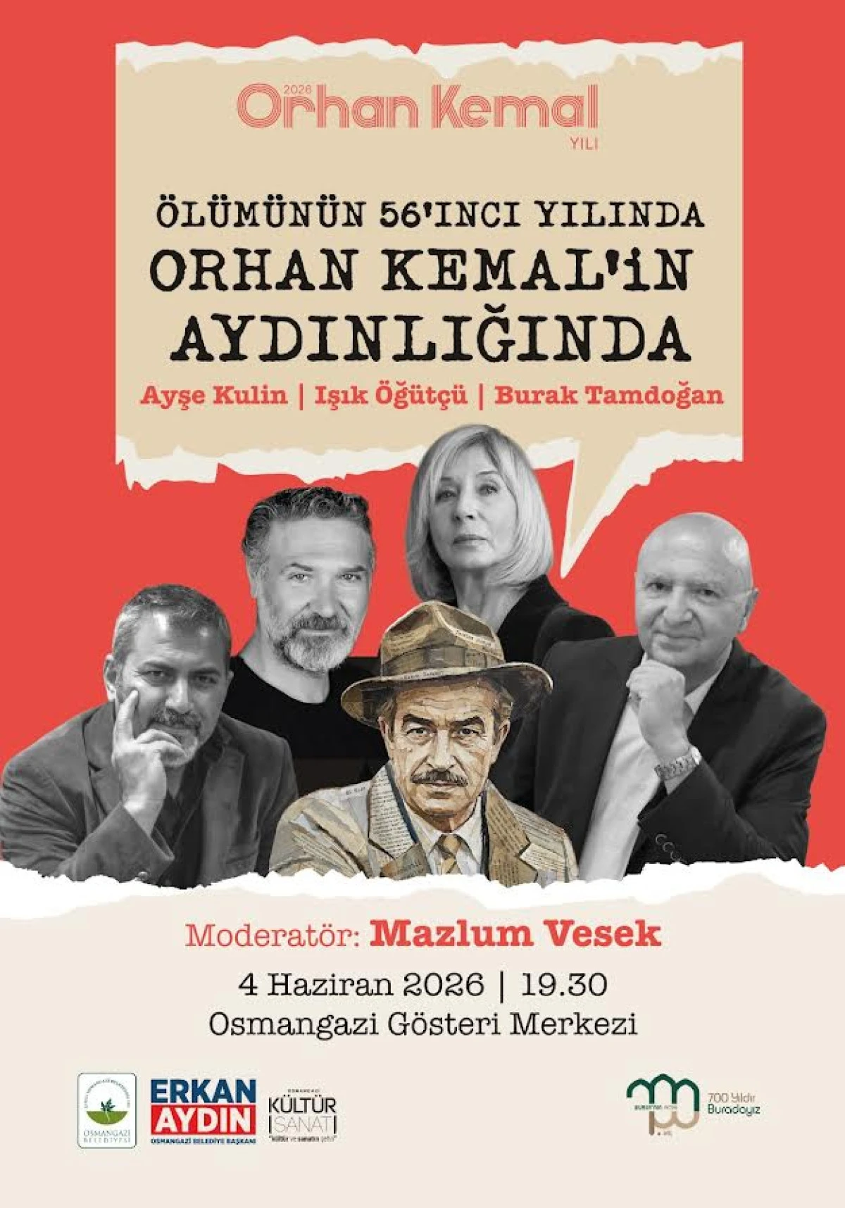 Orhan Kemal &Ouml;l&uuml;m&uuml;n&uuml;n 56&rsquo;ncı Yılında Osmangazi&rsquo;de Anılacak